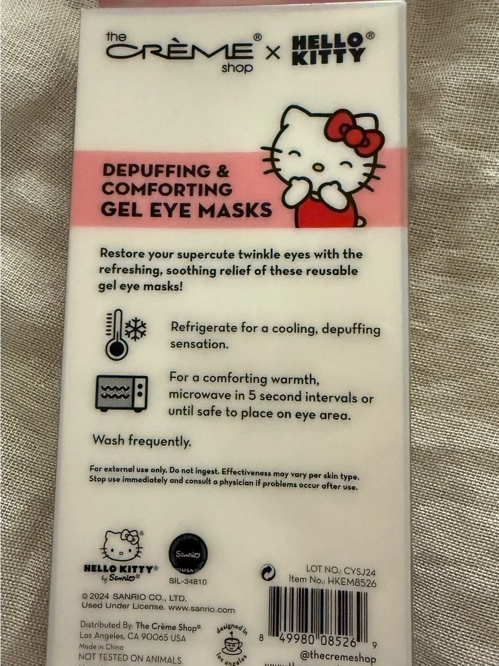 The Crème Shop x 2 Hello Kitty Depuffing & Comforting Reusable Gel Eye Masks
